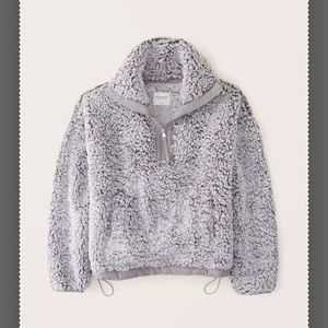 NEW Abercrombie & Fitch Cinched Cocoon Sherpa Half Zip